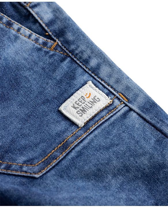 Babyhug Denim Full Length Washed Jeans with Stretch - Blue