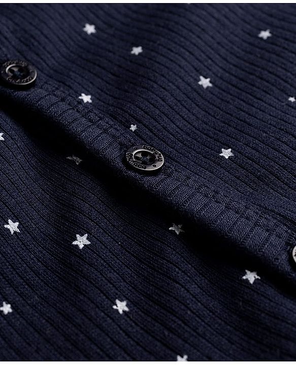 Babyhug Knit Full Sleeves Star Printed Thermal Inner Wear Set- Navy