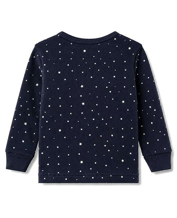 Babyhug Knit Full Sleeves Star Printed Thermal Inner Wear Set- Navy