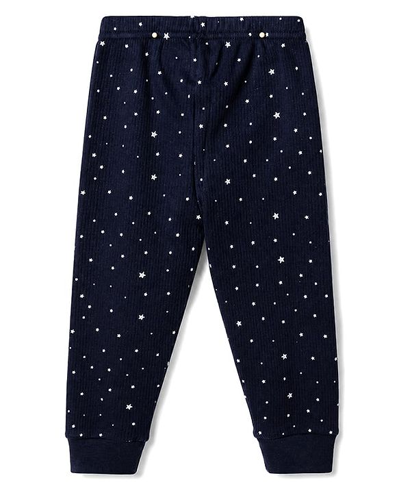 Babyhug Knit Full Sleeves Star Printed Thermal Inner Wear Set- Navy
