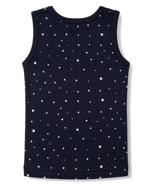 Babyhug Knit Full Sleeves Pullover Star Printed Thermal Inner Wear Set with Vest - Navy