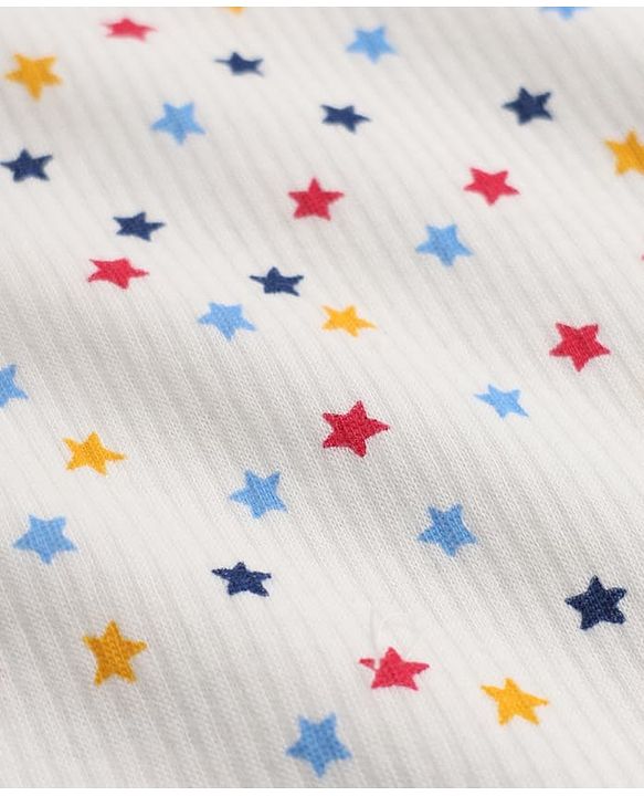Babyhug Knit Full Sleeves Vest & Pant Thermal Inner Wear with Star Print - Offwhite