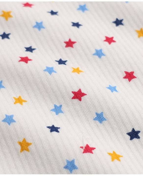 Babyhug Knit Full Sleeves Vests & Pant Thermal Inner Wear with Star Print - Offwhite