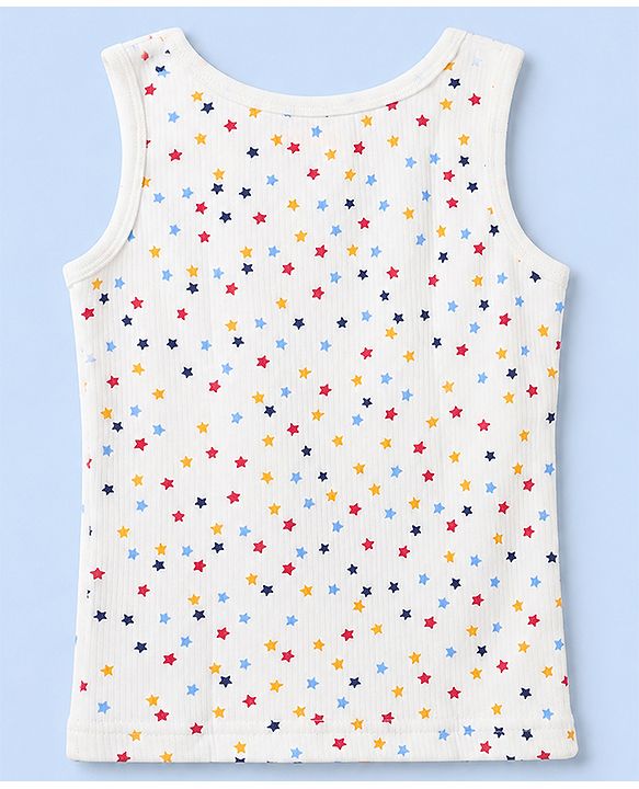 Babyhug Knit Full Sleeves Vests & Pant Thermal Inner Wear with Star Print - Offwhite