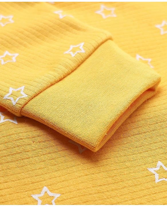 Babyhug Knit Full Sleeves Star Printed Thermal Inner Wear Set - Yellow