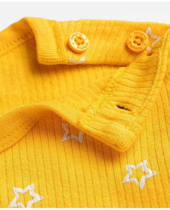 Babyhug Knit Full Sleeves Pullover Star Printed Thermal Inner Wear Set with Vest - Yellow