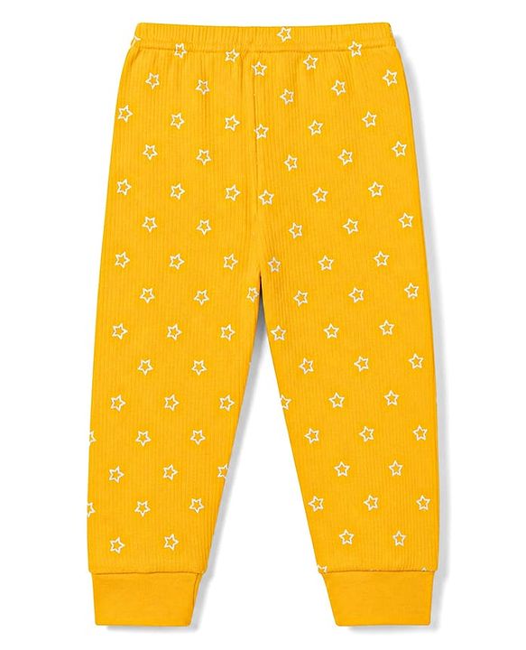 Babyhug Knit Full Sleeves Pullover Star Printed Thermal Inner Wear Set with Vest - Yellow