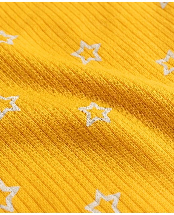 Babyhug Knit Full Sleeves Pullover Star Printed Thermal Inner Wear Set with Vest - Yellow