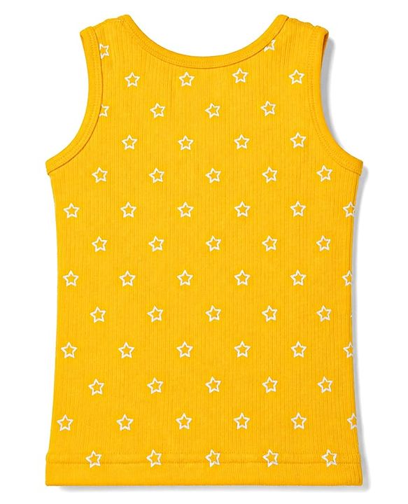 Babyhug Knit Full Sleeves Pullover Star Printed Thermal Inner Wear Set with Vest - Yellow