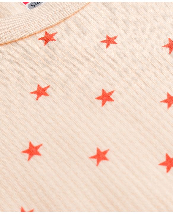Babyhug Knit Full Sleeves Thermal Inner Wear Set with Star Print & Vest - Light Peach