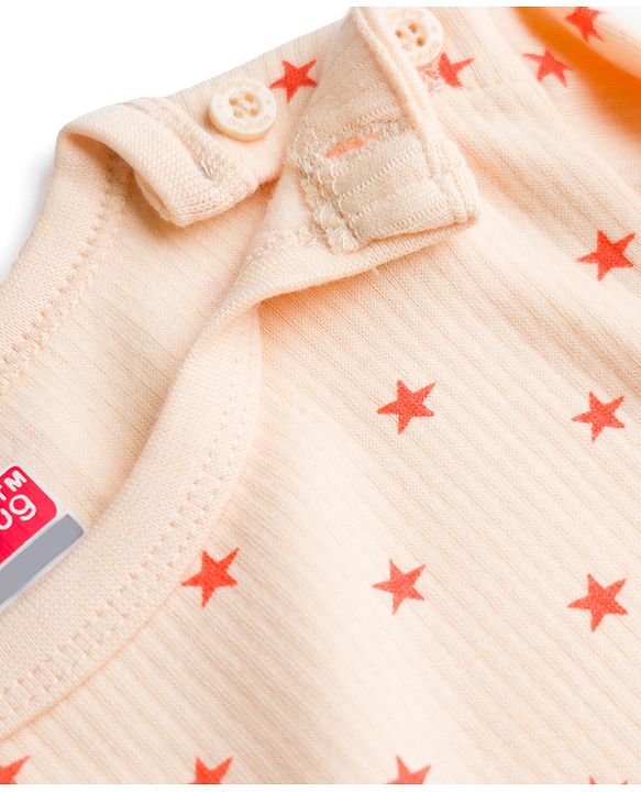 Babyhug Knit Full Sleeves Thermal Inner Wear Set with Star Print & Vest - Light Peach