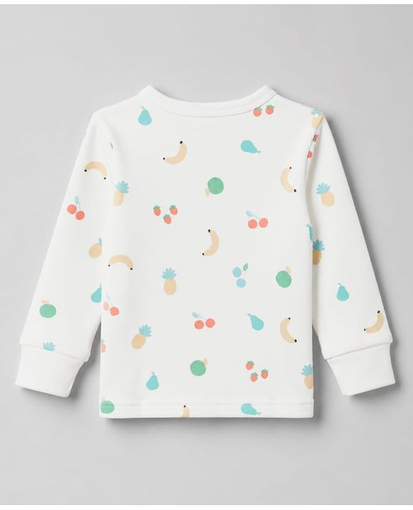 Babyhug Knit Full Sleeves Tropical Theme Printed Co-Ords Thermal Inner Wear - OffWhite