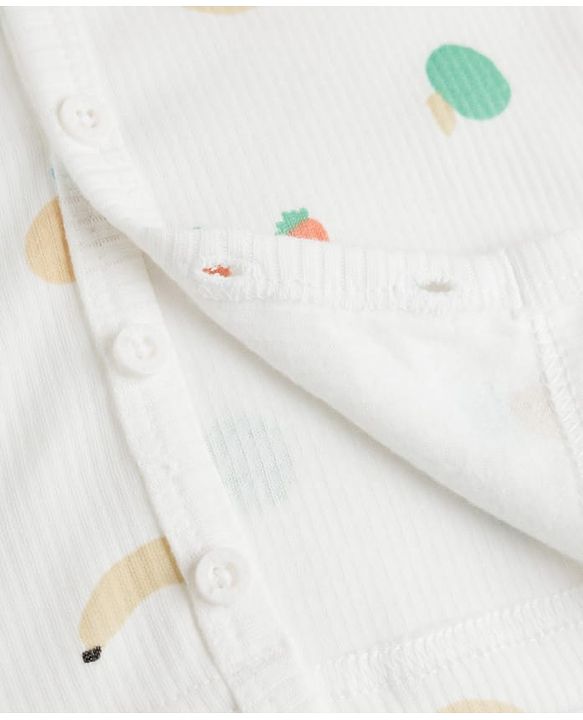 Babyhug Knit Full Sleeves Tropical Theme Printed Co-Ords Thermal Inner Wear - OffWhite