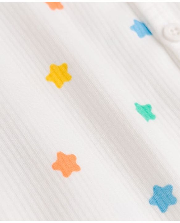 Babyhug Knit Full Sleeves Star Printed Co-Ords Vest & Pyjama Thermal Inner Wear Set - OffWhite
