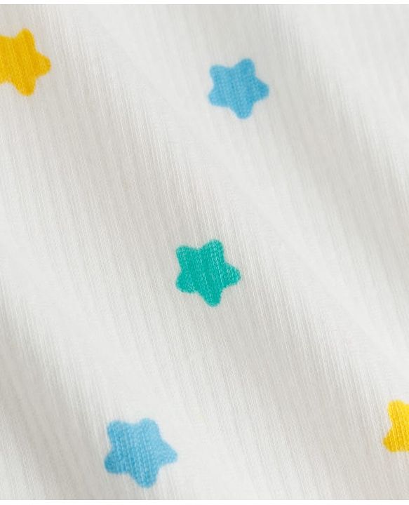Babyhug Knit Full Sleeves Star Printed Co-Ords Pullover Vest & Leggings Thermal Inner Wear Set With Vest - White