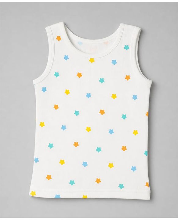 Babyhug Knit Full Sleeves Star Printed Co-Ords Pullover Vest & Leggings Thermal Inner Wear Set With Vest - White