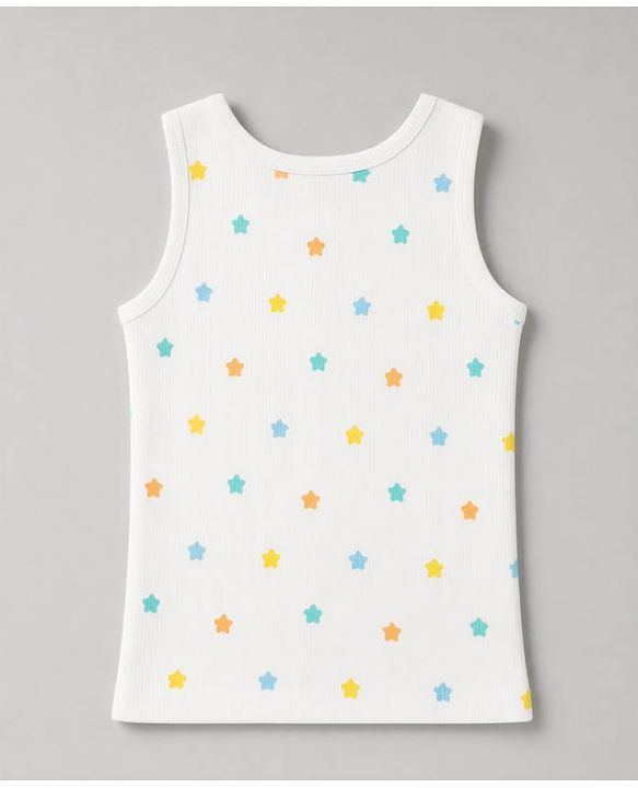 Babyhug Knit Full Sleeves Star Printed Co-Ords Pullover Vest & Leggings Thermal Inner Wear Set With Vest - White