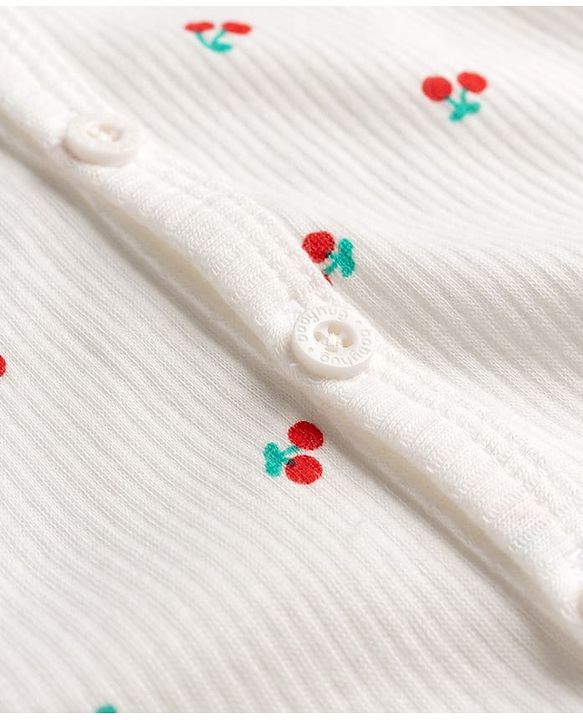 Babyhug Knit Full Sleeves Berry Printed Co-Ords Thermal Inner Wear Set -Off White