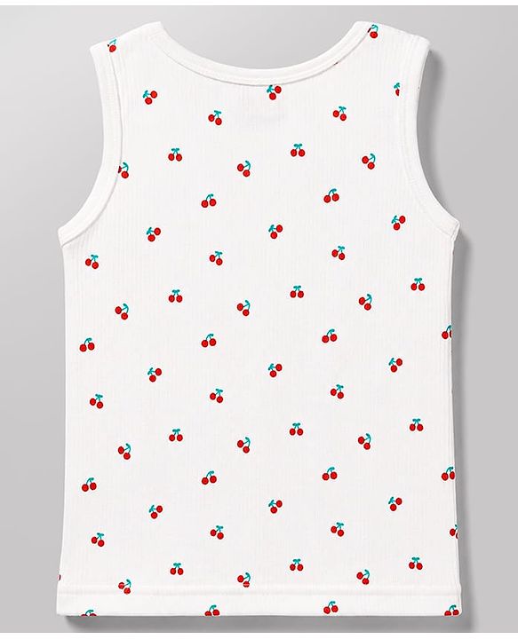 Babyhug Knit Full Sleeves Berry Printed Co-Ords Thermal Inner Wear Set with Vest -Off White