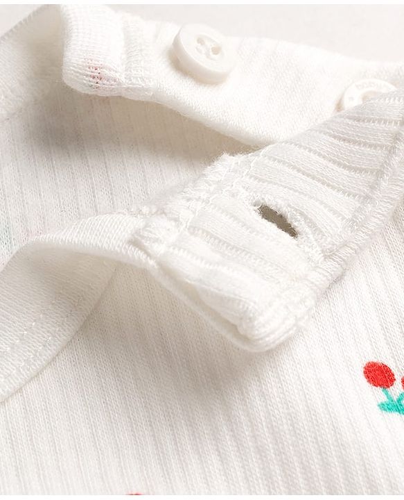 Babyhug Knit Full Sleeves Berry Printed Co-Ords Thermal Inner Wear Set with Vest -Off White