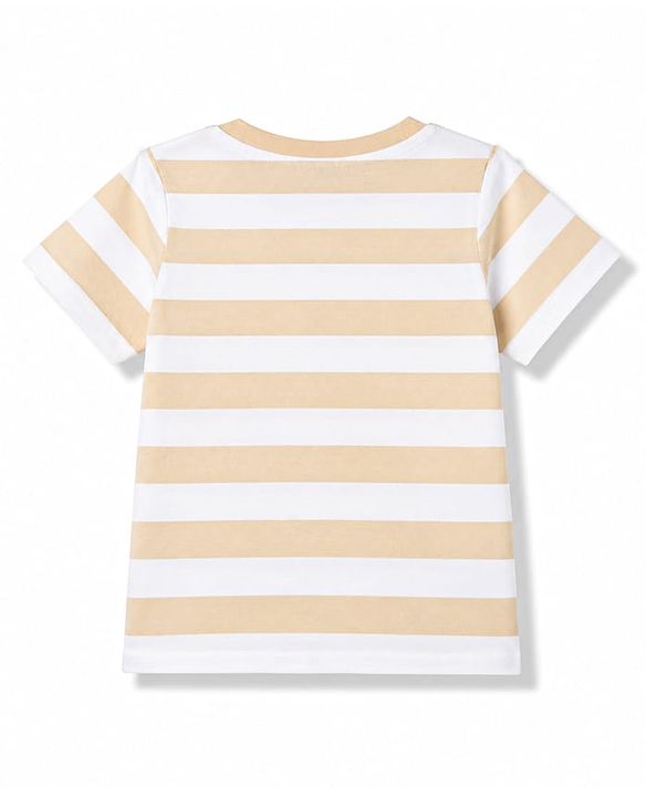 Babyhug 100% Cotton Knit Half Sleeves Striped & Animal Printed T-Shirts Pack of 3 - Light Blue Green & Beige