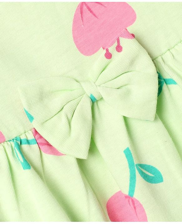 Babyhug Cotton Knit Half Sleeves Frocks with Floral Print Pack of 2 - Lemon Yellow & Pink