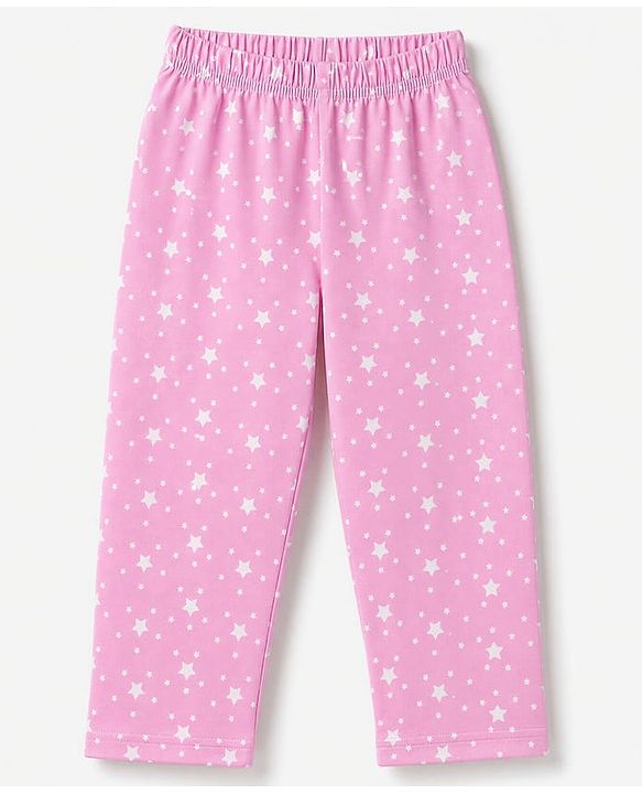 Babyhug 100% Cotton Knit Full Sleeves Co-Ords Shirt & Pyjama Night Suit with Star Print - Pink