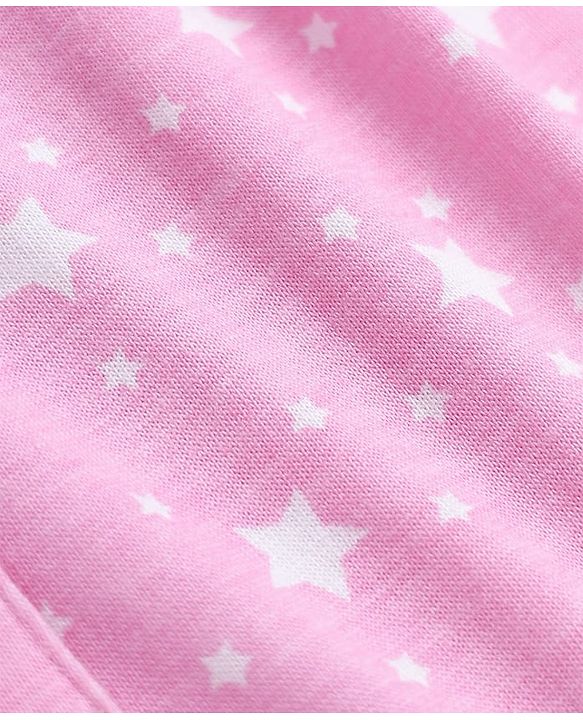 Babyhug 100% Cotton Knit Full Sleeves Co-Ords Shirt & Pyjama Night Suit with Star Print - Pink