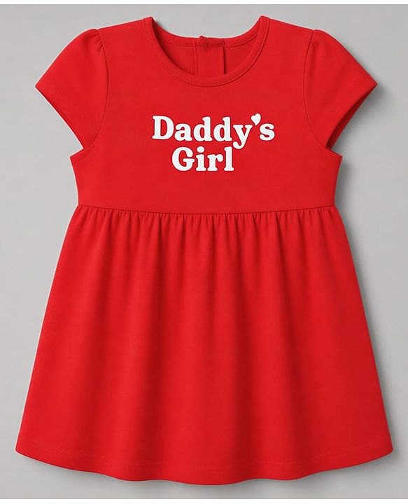Babyhug Single Jersey Knit Half Sleeves Frock With Hearts & Daddy' Girl Print Pack Of 2 - Red & Peach