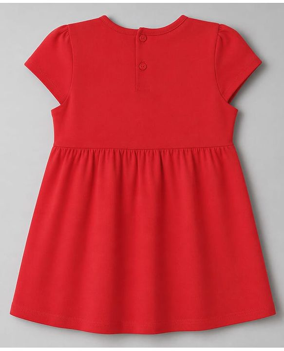 Babyhug Single Jersey Knit Half Sleeves Frock With Hearts & Daddy' Girl Print Pack Of 2 - Red & Peach