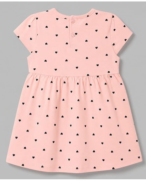 Babyhug Single Jersey Knit Half Sleeves Frock With Hearts & Daddy' Girl Print Pack Of 2 - Red & Peach