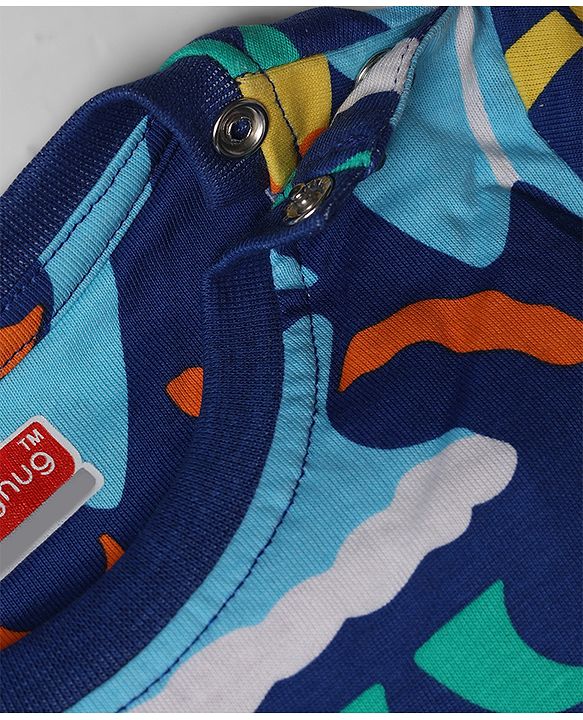 Babyhug 100% Cotton Knit Half Sleeves Beach Theme Printed Co-Ords T-Shirt & Shorts Night Suit - Navy Blue