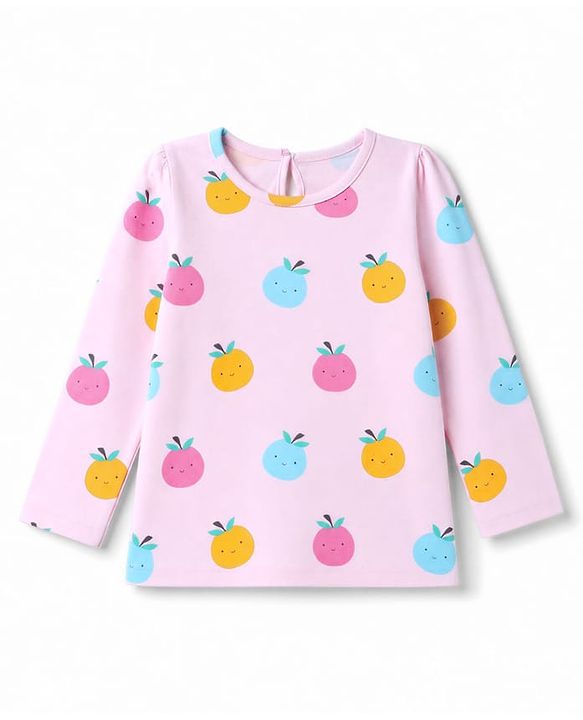 Babyhug 100% Cotton Knit Full Sleeves T-Shirts with Fruit Print Pack of 3 - Yellow Pink & Mint