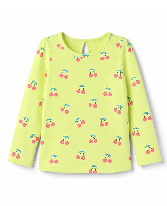 Babyhug 100% Cotton Knit Full Sleeves T-Shirts with Fruit Print Pack of 3 - Yellow Pink & Mint