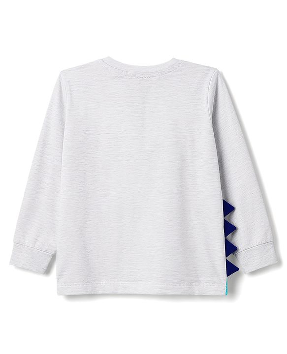 Babyhug 100% Cotton Knit Full Sleeves Dino Printed T-Shirt & Pyjama Night Suit - Grey