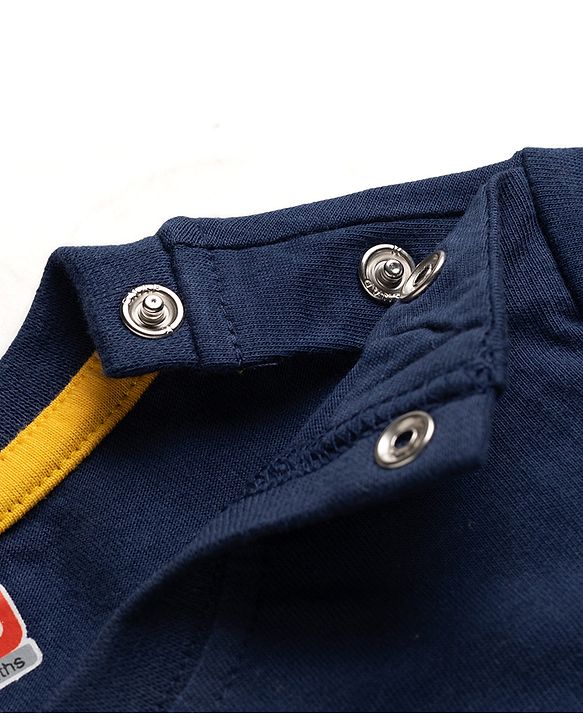 Babyhug 100% Cotton Knit Full Sleeves Sweet Dreams Printed T-Shirt & Pyjama Night Suit - Navy