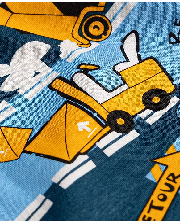 Babyhug 100% Cotton Knit Full Sleeves JCB Printed Co-Ords T-Shirt & Pyjama Night Suit - Multicolour