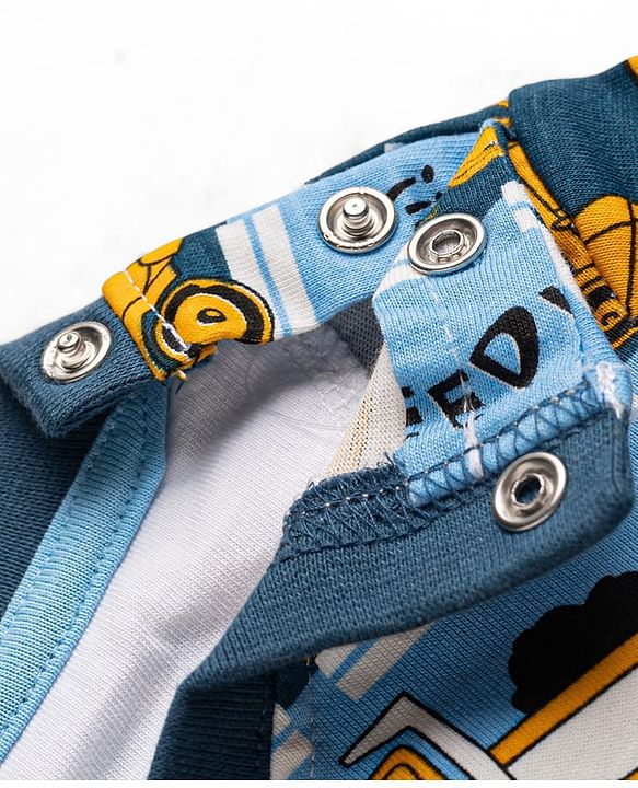 Babyhug 100% Cotton Knit Full Sleeves JCB Printed Co-Ords T-Shirt & Pyjama Night Suit - Multicolour