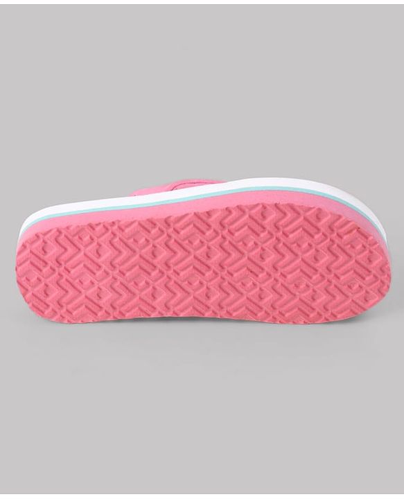 Pine Kids Slip On Flip Flops With Racket & Floral Print - Pink & White