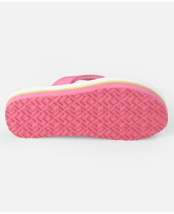 Pine Kids Slip On Flip Flops With Floral Print - Pink & White