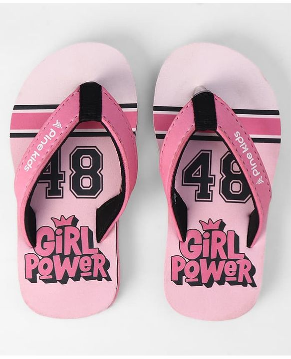 Pine Kids Slip On Flip Flops With Text Print - Pink