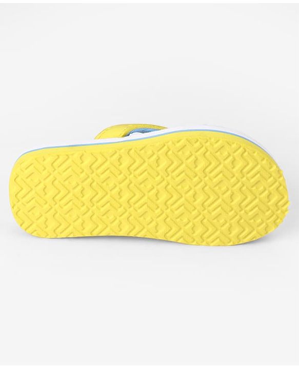 Pine Kids Slip On Flip Flops With Floral Print - Blue & Yellow