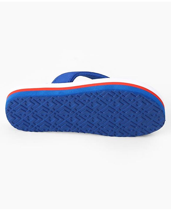 Pine Kids Slip On Flip Flops With Striped & Text Print - Blue & Red