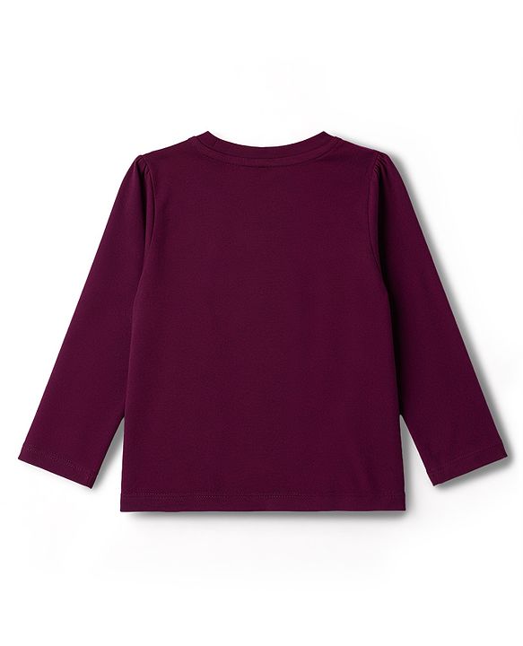 Babyhug Cotton Knit Full Sleevess Love Text Printed T-Shirt & Pyjama Night Suit - Maroon