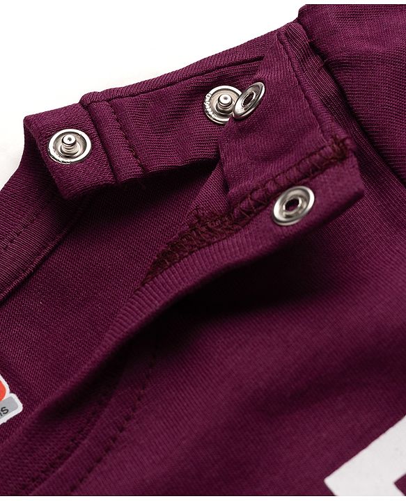 Babyhug Cotton Knit Full Sleevess Love Text Printed T-Shirt & Pyjama Night Suit - Maroon