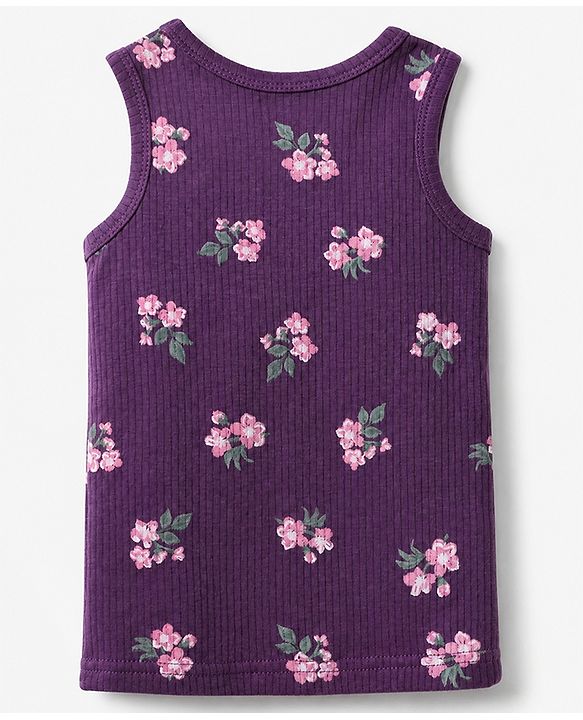 Babyhug Cotton Mix Knit Full Sleeves Thermal Inner Wear Set with Floral Print in Purple