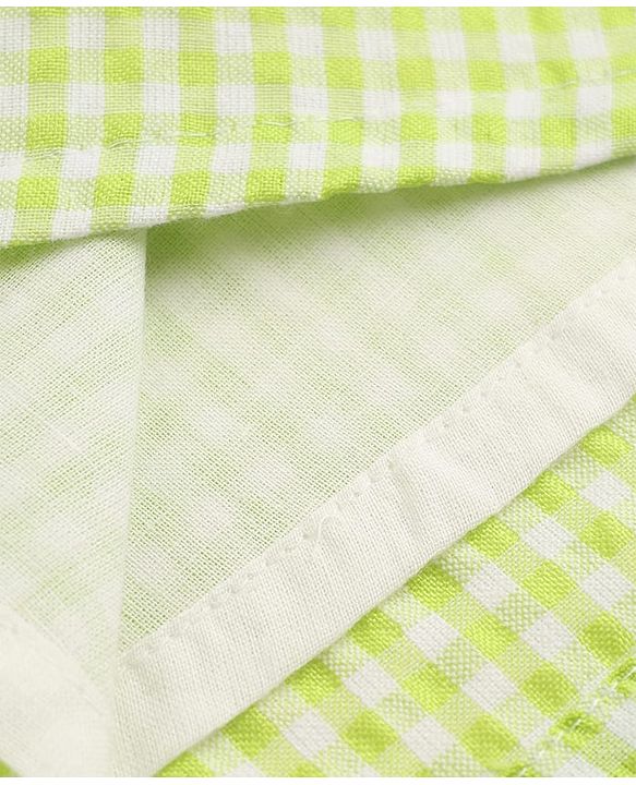 Babyhug Cotton Woven Half Sleeves Checked Frock with Bloomer & Bow Applique - Green