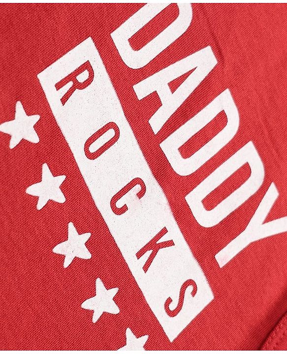 Babyhug 100% Cotton Knit Full Sleeves Sleepsuit with Daddy Rocks Print - Red