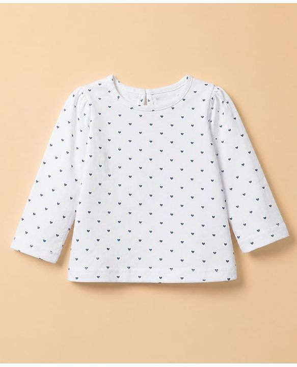 Babyhug Woven Frock With Full Sleeves Heart Printed Inner Tee - Grey