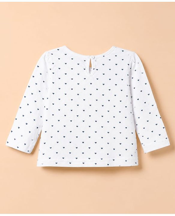 Babyhug Woven Frock With Full Sleeves Heart Printed Inner Tee - Grey